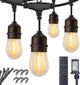 Brightown 82FT Outdoor String Lights - 25 LED Bulbs Patio Lights with Remote, Timer, Dimmable, Waterproof Connectable Hanging Outside Lights for Backyard Bistro Porch Deck Party Wedding