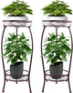 YHIJURS 2 Pack 27.1" Plant Stands Indoor Outdoor,2-Tier Metal Tall Plant Stand,Rustproof Corner Flower Pot Holder,Heavy Duty Planter Rack for Home, Garden, Patio, Balcony - Brown