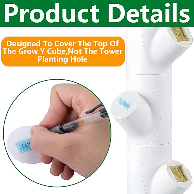 EBaokuup 24 Pcs Hydroponics Pod Caps with Colored Lables, Grow Cubes Cap Compatible with yPod, Plant Grow Pods Cover for Garden Hydroponics Growing System