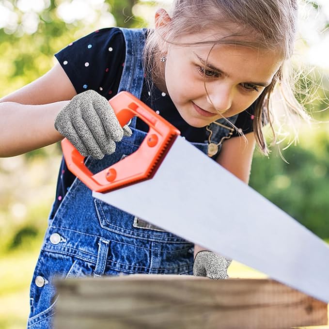 Evridwear Cut Resistant Gloves for Kids 7-9 Years, Level 5 Protection Cutting Gloves Food Grade for Cooking, Whittling, Wood Carving, Gardening and DIY
