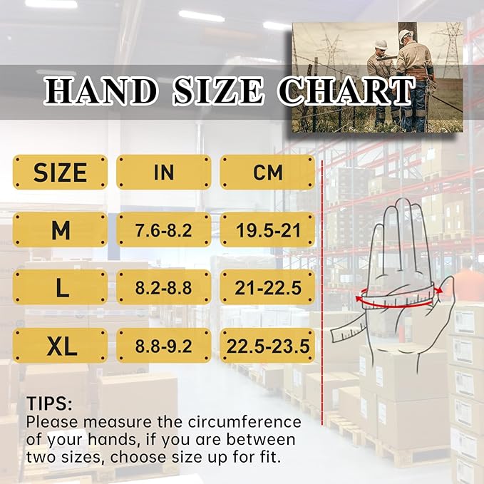 HANDLANDY Work Gloves for Men & Women, Utility Mechanic Working Gloves Touch Screen, Flexible Yard Work Gloves