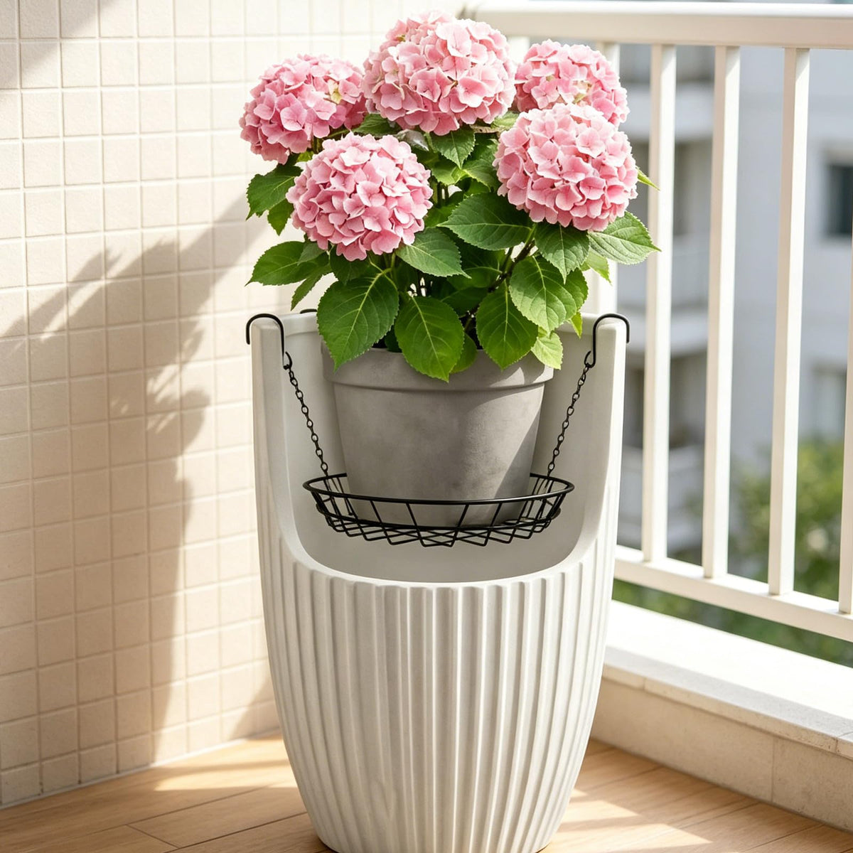 KICHOUSE 2 Sets Adjustable Plant Risers for Inside Pots, 12-18 inch Planter Stand Inserts Holder for Tall Planters Large Pots, Hanging Flowerpot Filler to Reduce Soil
