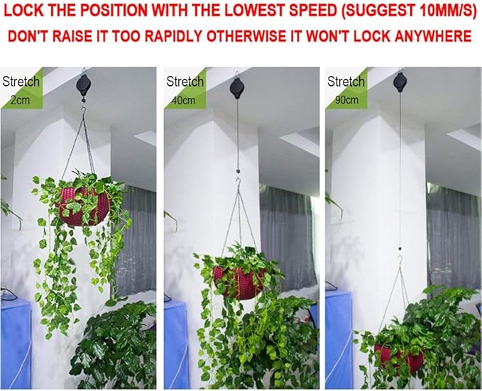Lythor Pack Plant Hook Pulley, Retractable Plant Hanger Easy Reach Hanging Flower Basket for Garden Baskets Pots and Birds Feeder Hang High up and Pull Down to Water Or Feed (Black 6Pack)