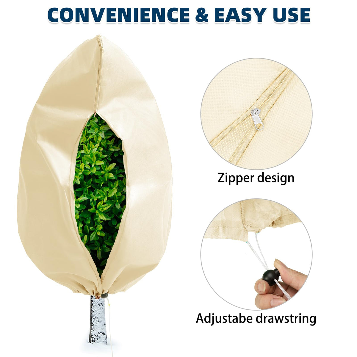 Homimp Plant Covers Freeze Protection, 4 Pack Frost Covers with Zipper Drawstring (71" x 47.3") Plant Protection Cover Bags for Outdoor Winter Frost Cold Weather Shrubs Trees Jacket Covers,Yellow