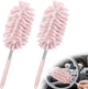 2 PCS Car Interior Duster with Extension Pole, Microfiber Car Duster with Bendable Head, Cars Dusters Exterior&Interior Scratch Free, for Cleaning of Vehicle Details, Offices, Windows(Pink)