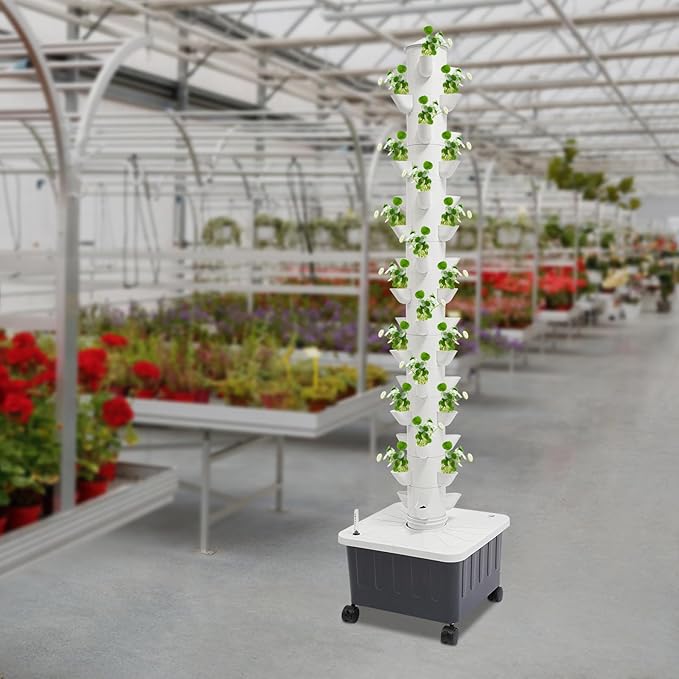 Hydroponic Growing System, 45-Plant Vegetable Planter Tower Outdoor Indoor Garden Vertical Planter Germination Kit with Water Pump & Intelligent Water Circulation for Gardening Lover
