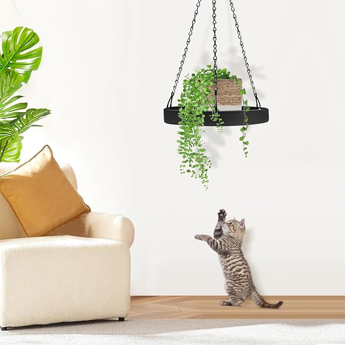 PIKAMAO Plant Hanger Indoor Outdoor, Hanging Planter Baskets for Outdoor Indoor Plants, Hanging Plant Holder for Plants, Metal Window Plant Hanger, Black Hanging Plant Shelf, 1 Pack