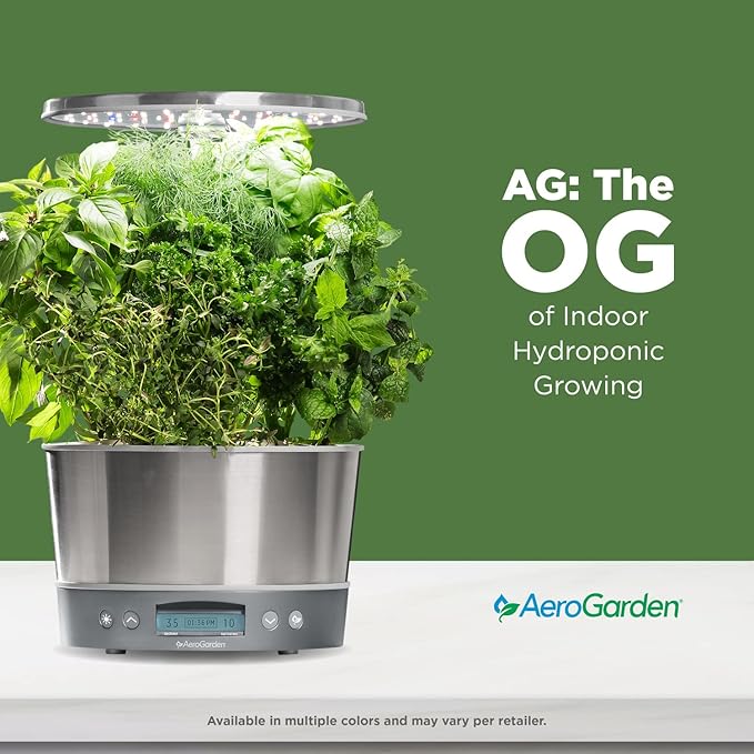 AeroGarden Harvest Elite 360 Indoor Garden Hydroponic System with LED Grow Light and Herb Kit, Holds up to 6 Pods, White