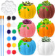 Pasimy 6 Set Ceramics to Paint DIY Ceramic Succulent Planter Pots Paint Your Own Flower Pots Craft Kit Unpainted Bisque Flowerpot with Brush Palette for Family Activity Holiday Gifts(Pumpkin)