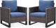 Belord Oversize Patio Chairs Set of 2 Outdoor Wicker Dining Chairs, All-Weather Rattan Patio Club Chair Furniture Sets with Water-Resistant Cushion Anti-Rust Frame Brown