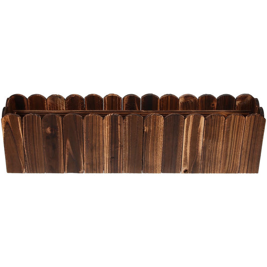 BCOATH Wooden Window Planter Box Outdoor Small 50X9X13Cm Carbonized Anti-Corrosion Wood Flower Pot for Balcony Vegetable Garden Decorative Fake Flower Container