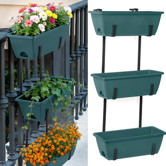 OYEAL Railing Planter Box Set of 2 Hanging Planters for Fence