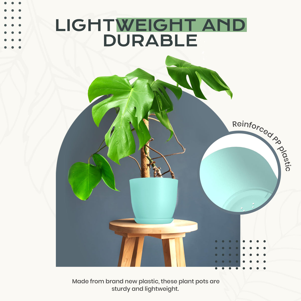 Plant Pots Indoor with Drainage, 10 Pack Multi-Size Planters Set, Aqua