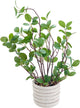 AlphaAcc 12.6" Artificial Plants Fiddle Leaf Fig Decorative Fake Plants Potted in White Round Concrete Planter Realistic Faux Plants Potted for Living Room Kitchen Bedroom Office and Tabletop Decor