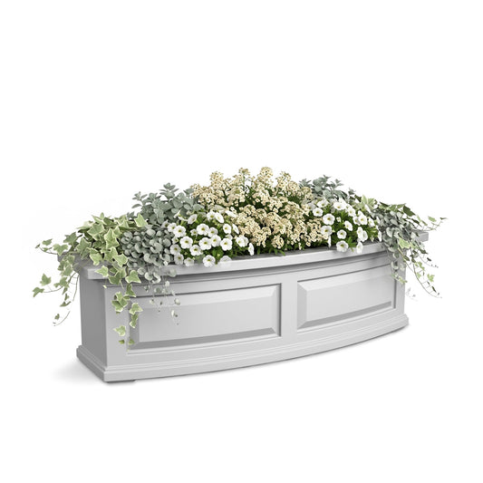 Mayne Newhaven 36in Self-Watering Rectangular Window Box Planter, White