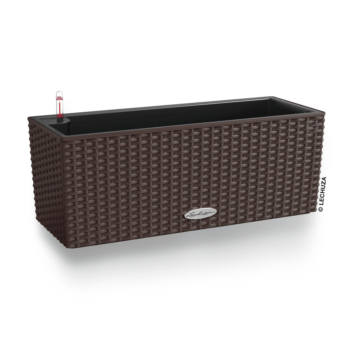 Lechuza BALCONERA Cottage 50 Mocha, Self-Watering Window Box (Railing Planter), H7.5 L19.7 W7.5 in