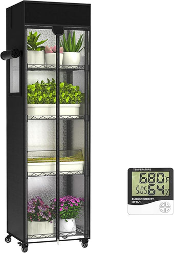 sagrynfp Small Greenhouse for Indoors, 5 Tier 15.7" L×11.8" W×62.3" H mini Greenhouse Outdoor, Indoor Adjustable Shelves