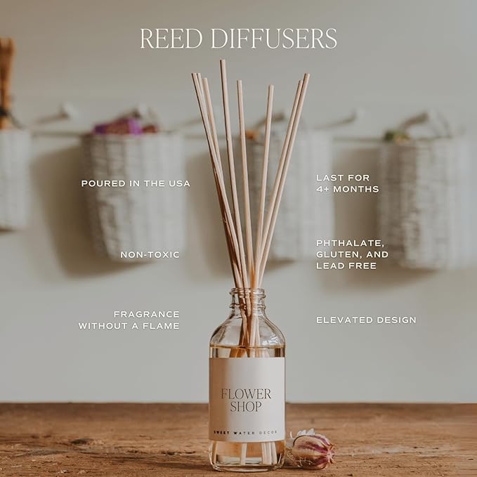 Sweet Water Decor Salt & Sea Reed Diffuser Set - Sea Salt Citrus & Musk Amber Scent Diffuser - Reed Diffusers for Home with Long Lasting Fragrance - Non-Toxic Oil Reed Diffuser - Made in The USA