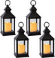 Vintage Lantern Decorative LED Flickering Flameless Candle with Timer, Battery Powered LED Decorative Hanging Lanterns for Indoor Outdoor Garden Yard Home Decor(4 Pack)