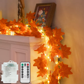 suddus 33FT 100 LED Maple Leaf String Lights Battery Operated Copper Wire