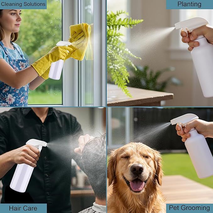 Spray Bottles Plastic Spray Bottle for Hair Mist/Stream Heavy Duty Empty Spray Bottles for Cleaning Solutions, Plants, Cooking (16.9oz-White)