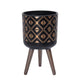 D'vine Dev 10 Inch Planter Pot with Stand, Mid-Century Tall Plant Pot with Legs for Indoor Plants, Bronze/Black, 88-G-B-6