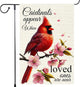 Spring Cardinal Garden Flag 12x18 Inch Double Sided Small Burlap Outdoor Yard Lawn Peach blossom Rustic Farmhouse Seasonal Wildflowers Anniversary Flags Decorations