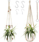Augshy Macrame Plant Hanger, 2Pcs Hanging Plant Holder with Extender Plant Hangers for Indoor Outdoor Decor Macrame Hanging Planter Basket with 4 Hooks
