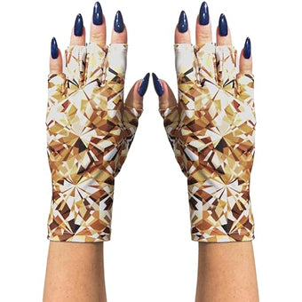 ManiGlovz - Original UPF 50+ UV Light Protective Nail Gloves | Gel & Anti UV Fingerless Gloves for Women | Sun Protection for Driving | Glitz and Glam Print