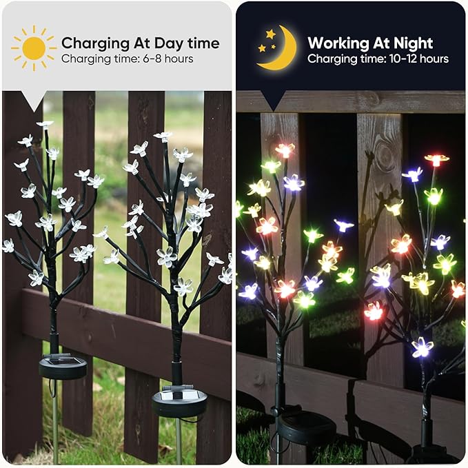 IUEECEN Solar Garden Lights Outdoor,Solar Lights Outdoor Decorative Waterproof for Outside 6Pack, 120Led Solar Flowers Garden Decor, Yard Pathway,Patio Fairy Decorations,Gardening Gifts for Women Mom