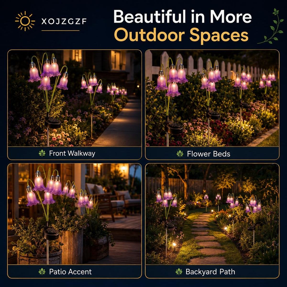 Solar Flower Lights Outdoor Garden Decorations Waterproof Stake Decor