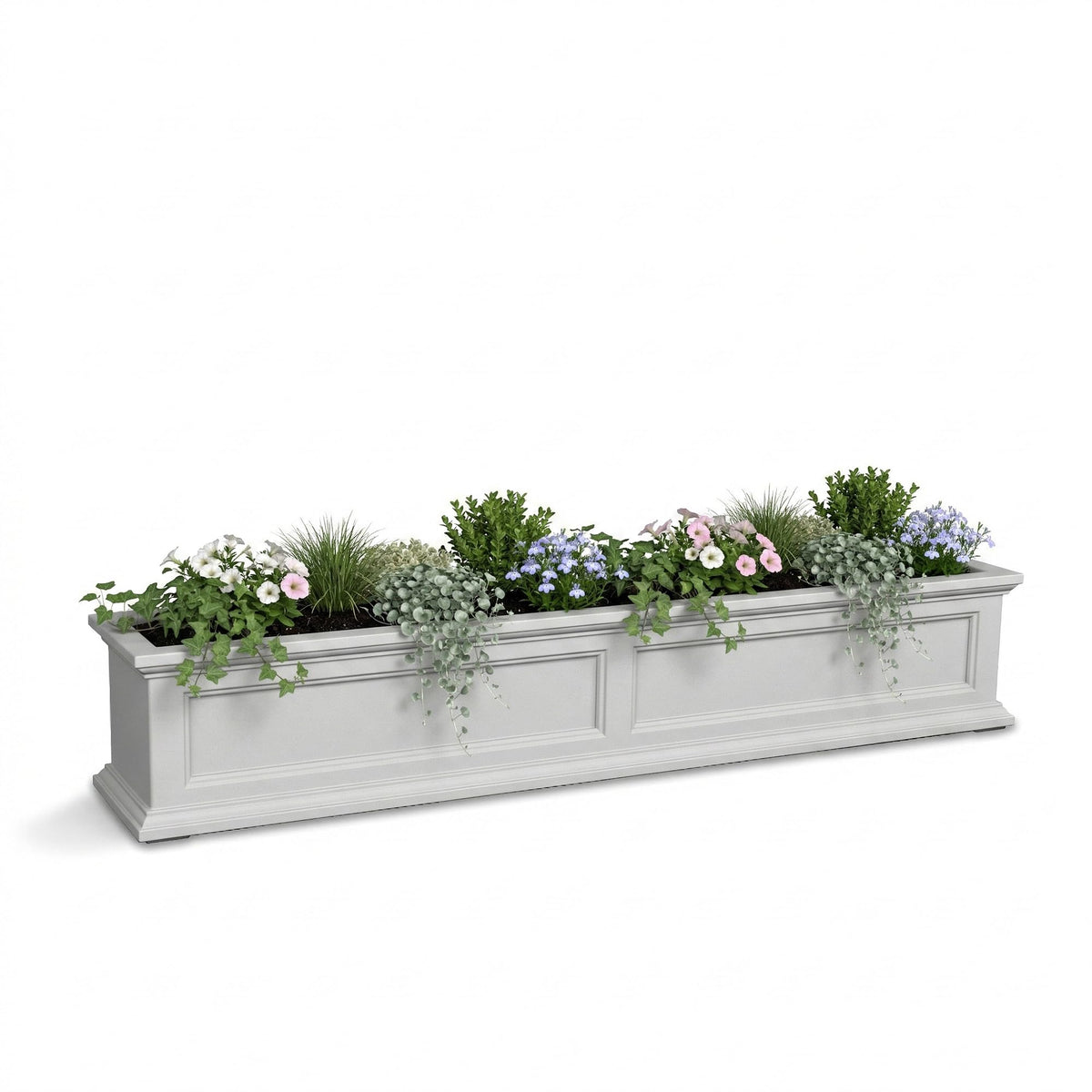 Mayne Fairview 60in Self-Watering Rectangular Window Box Planter, White