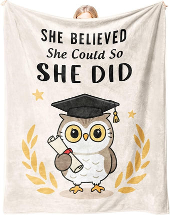 Glydein Graduation Gifts for Her, Flannel Soft Graduation Blanket for Women Decor - High School College Graduations Gifts for Women, Congratulations Nurse PhD LPN Masters Degree Graduates - 50" x 60"