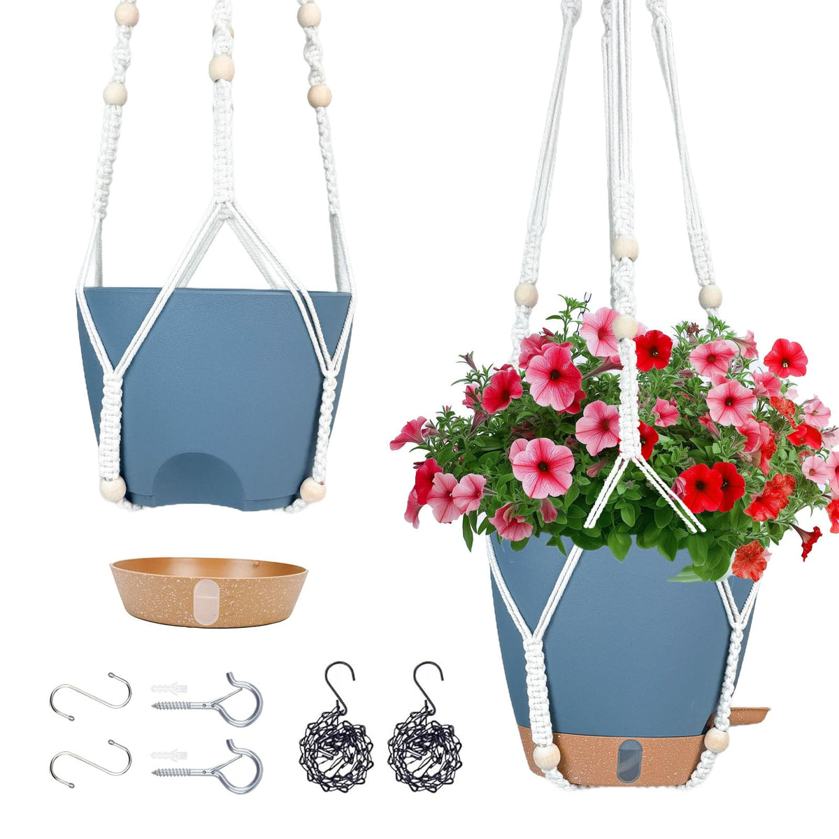 Fielda Hanging Planters for Indoor Plants 8 Inch, 2 Pack, Self Watering