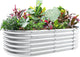 Land Guard 4×2×1.5ft Galvanized Raised Garden Bed Kit, Galvanized Planter Garden Boxes Outdoor, Oval Large Metal Raised Garden Bed for Vegetables……… (Classic Silver