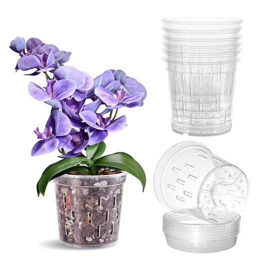 TRUEDAYS Orchid Pot with Saucers, 6 Pack 5 Inch Plant Pot with Drainage