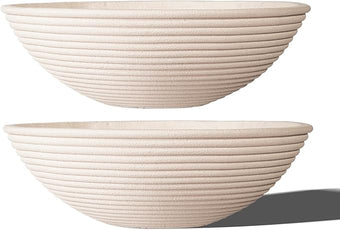 TerraDeco 18 - inch Handmade Classic Bowl - Concrete Planter (2 Packs) | Concrete Composite | Ideal for Succulents, Courtyard Pillars & Staircase Corners
