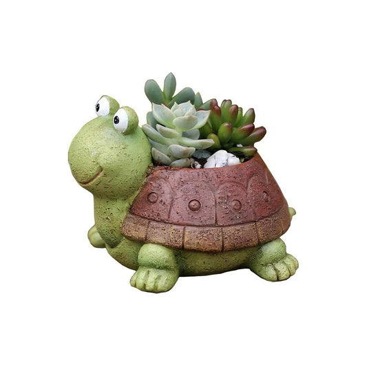 Youfui Turtle Succulent Planter Pots - Handmade Resin Bonsai Pot with Drainage Hole, Mini Plant Pot for Succulents, Turtle Decor & Gifts for Women, Small Succulent Pots for Office Desk & Home