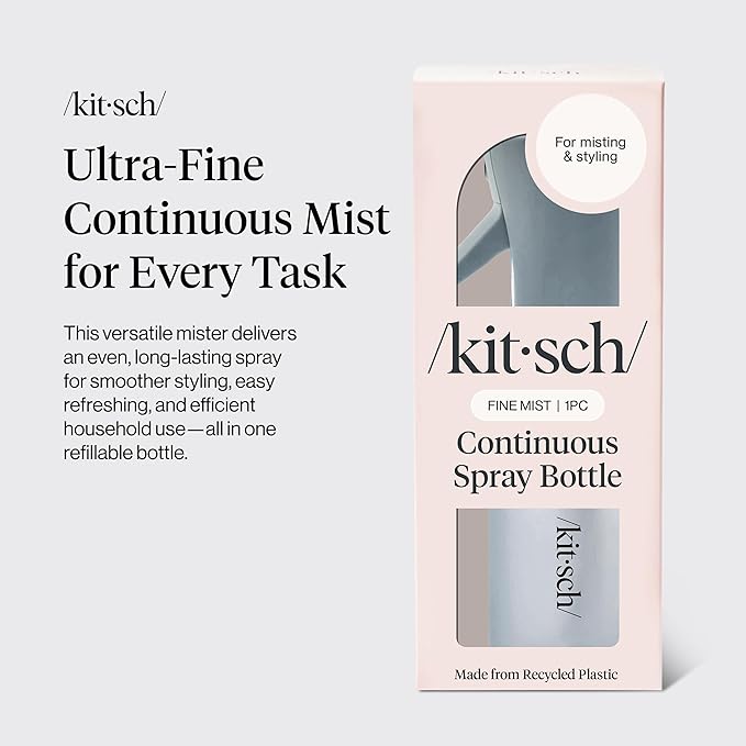 Kitsch Spray Bottle for Hair - Continuous Water Mister with Ultra Fine Mist for Hairstyling, Barbers, Salons, Cleaning, Plants, Versatile Spray Bottles - Made from Recycled Plastic - Haze Blue, 5 oz