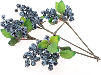 4pcs Artificial Blueberries Fruit Stems Fake Berries Picks Flowers Plant Decorations DIY Flower Arrangement Garland Bouquet Home Wedding Party