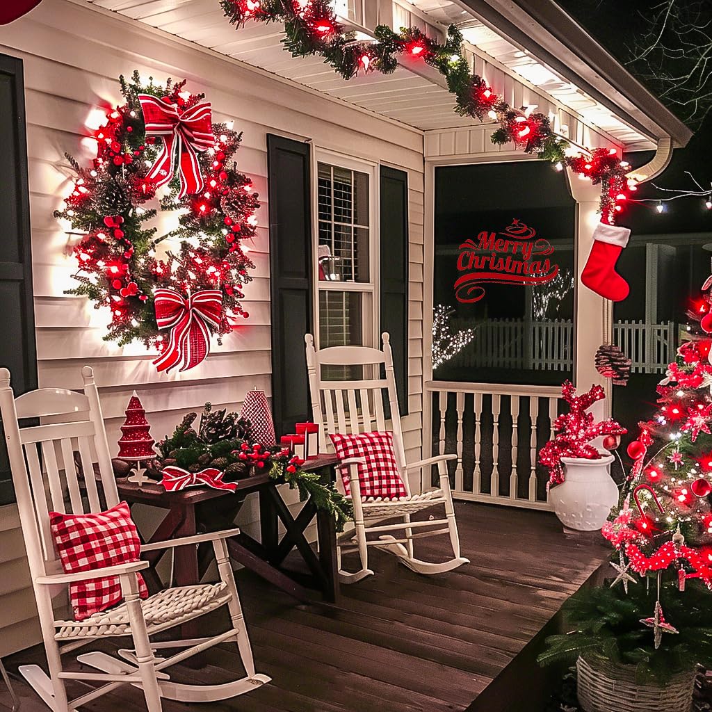 JMEXSUSS 600 LED Red and White Christmas Tree Lights with Remote
