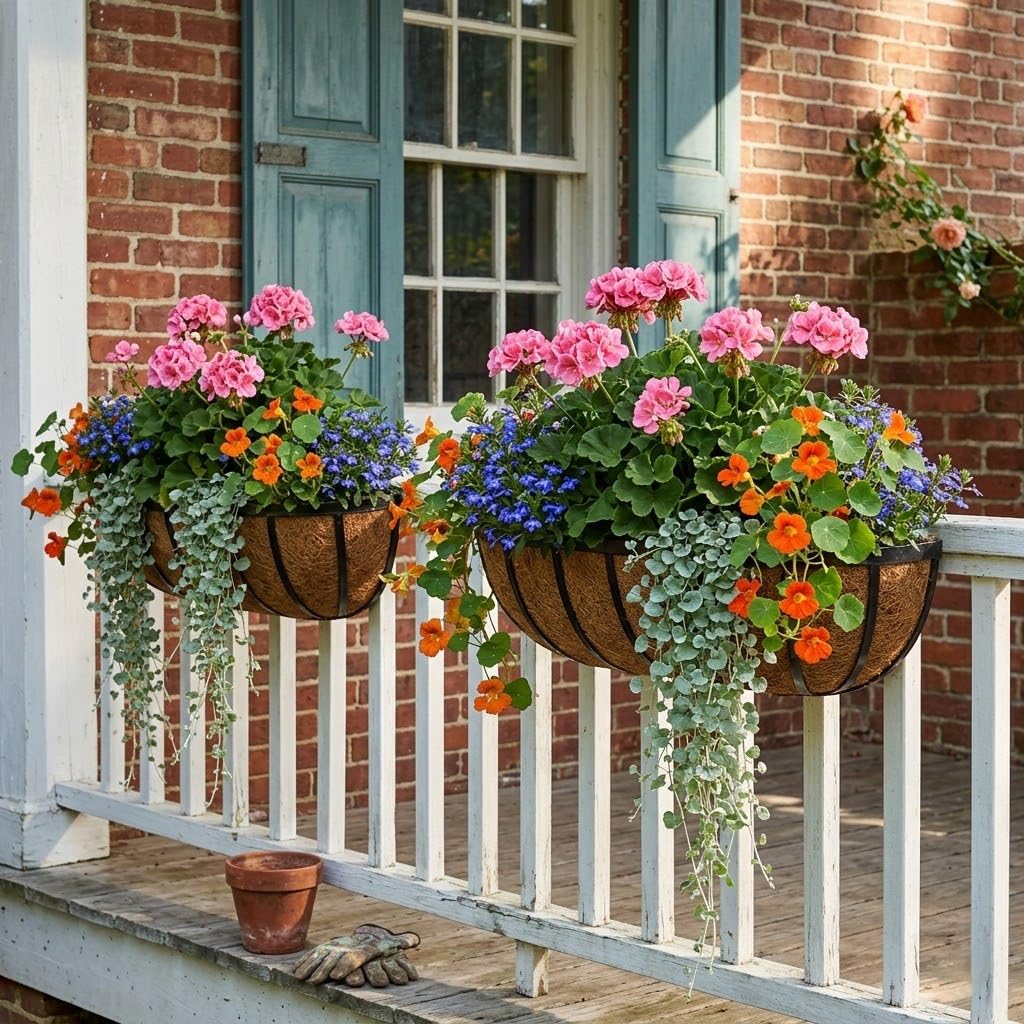 24 Inch Railing Planter Boxes with Coco Liner for Hanging Outdoor Plants