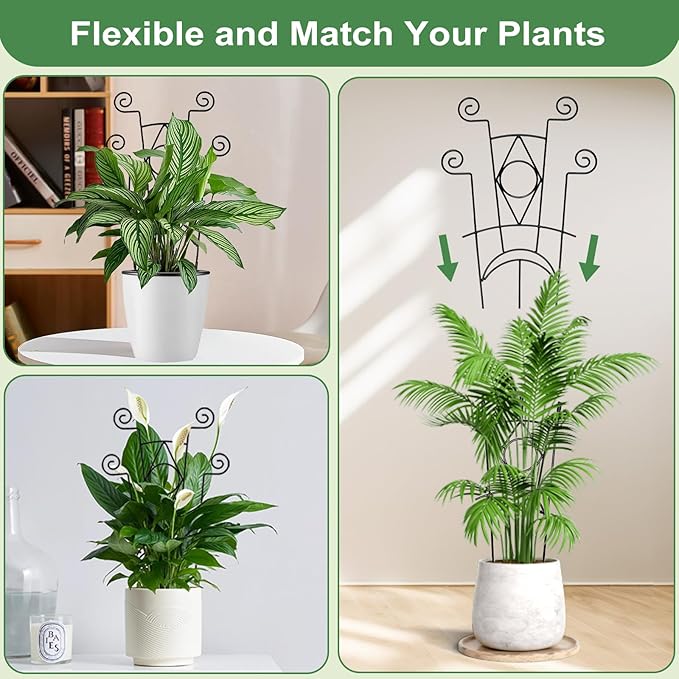 Indoor Plant Trellis for Climbing Plants 2 Pack Small Garden Metal Support for Potted Plants Flowers Houseplants for Outdoor