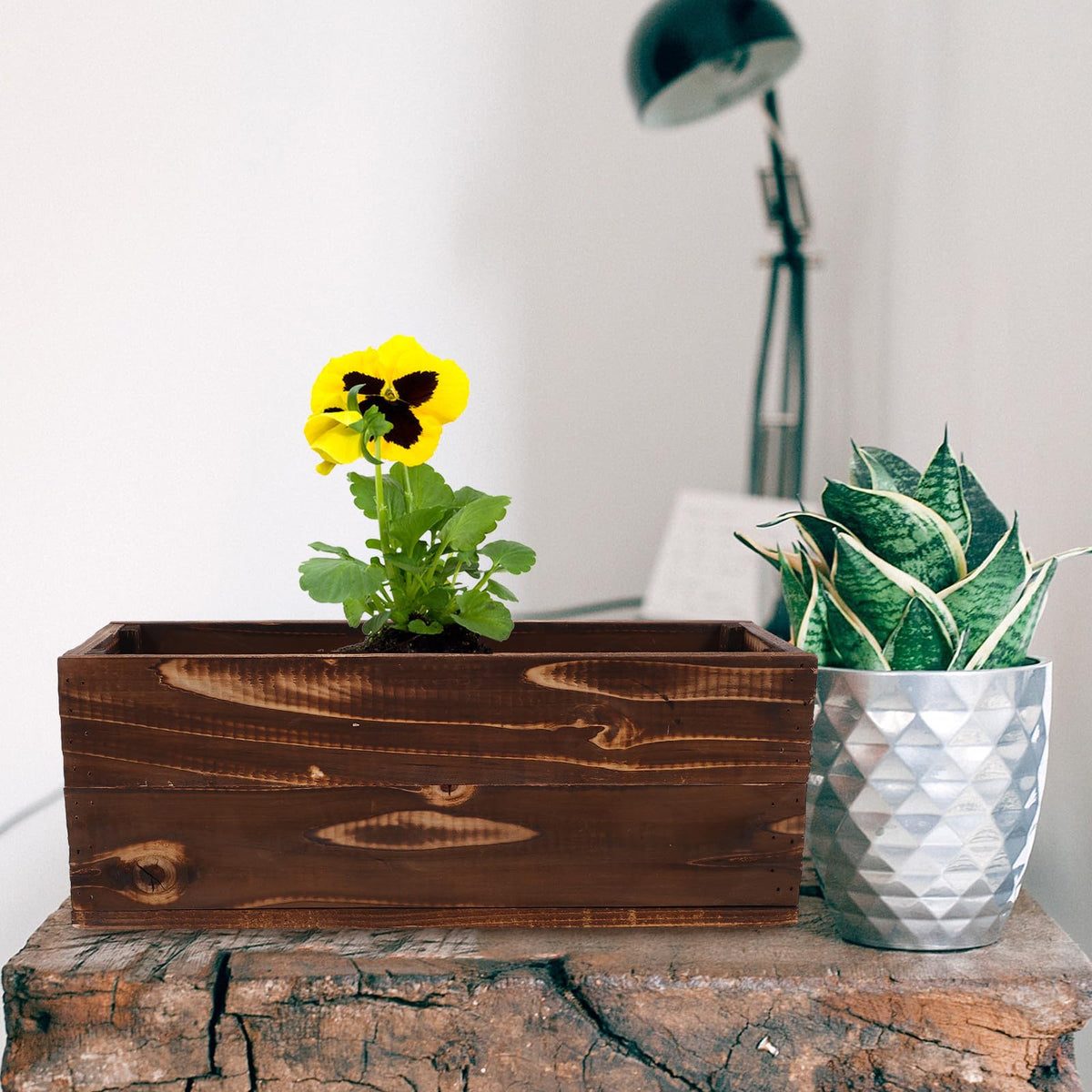 FOMIYES Wooden Window Succulent Planter Box for Outdoor Balcony Garden, Large Rectangular Herb Flower Pot 40x14x15cm, Anti-Corrosion Solid Wood Vegetable Plant Container