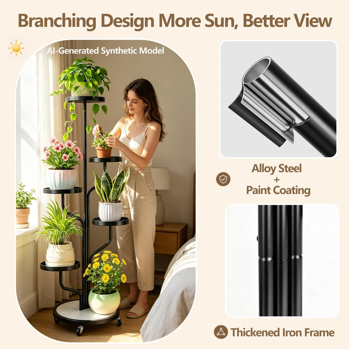 5 Tier Tall Plant Stand Indoor, Corner Plant Display for Living Room Patio