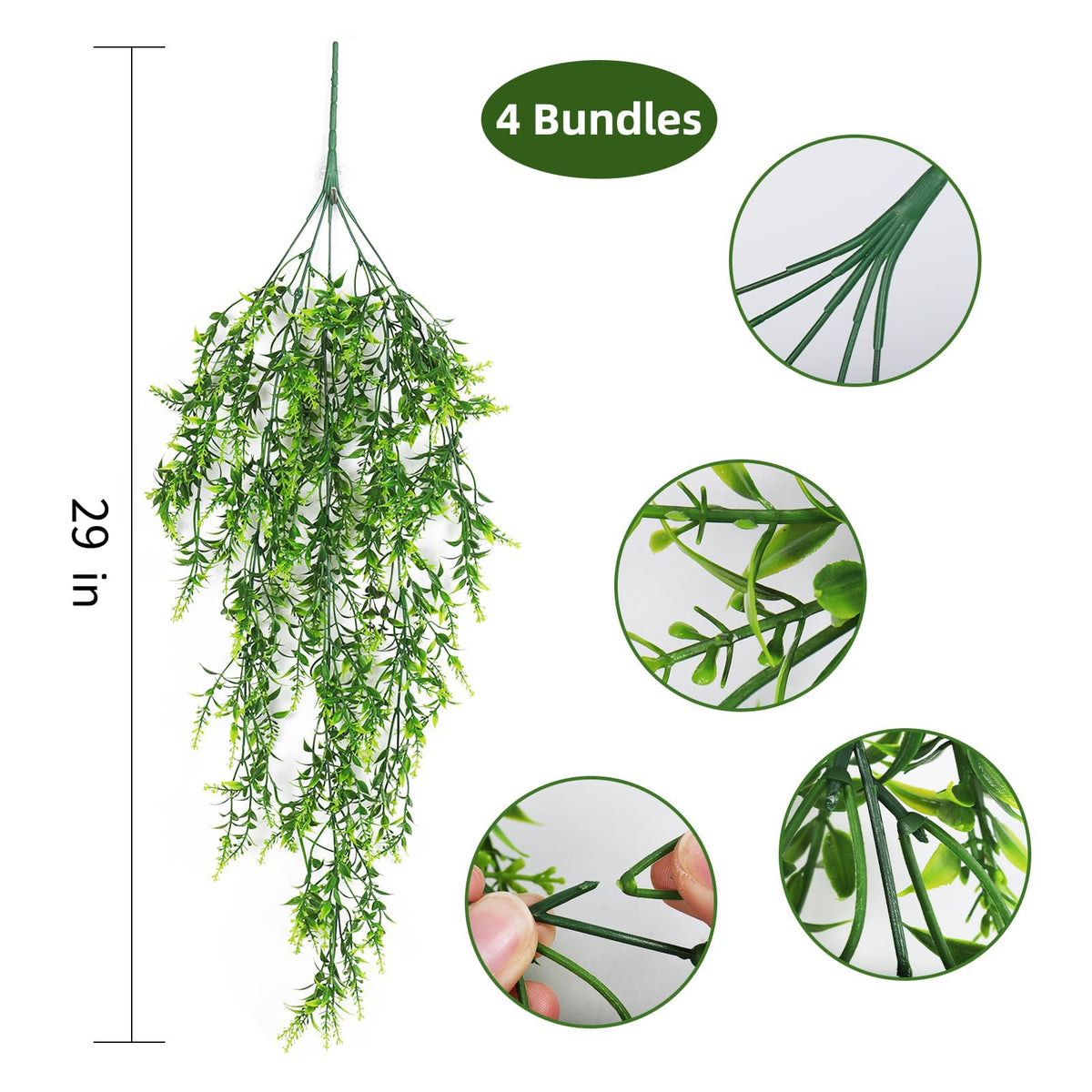 RECUTMS 4PCS Artificial Green Lavender Fake Hanging Ivy Plants for Outdoors