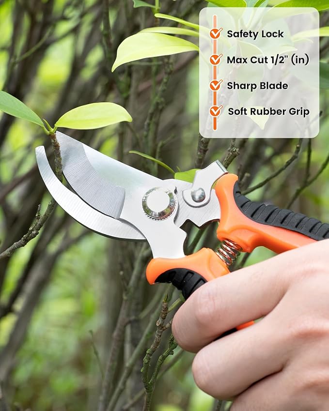 Garden Tool Set, 7 Piece Stainless Steel Heavy Duty Gardening Tool Set, with Non-Slip Rubber Grip, Storage Pocket, Ideal Garden Tool Kit Gift for Women/Parent (7-Piece Set)