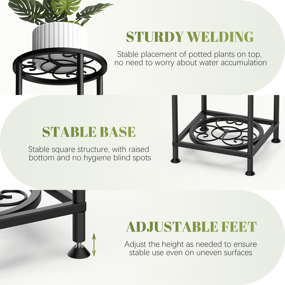 YOCOMEY 4 Tier Plant Stand Indoor Outdoor, Metal Shelf Holder Corner Black