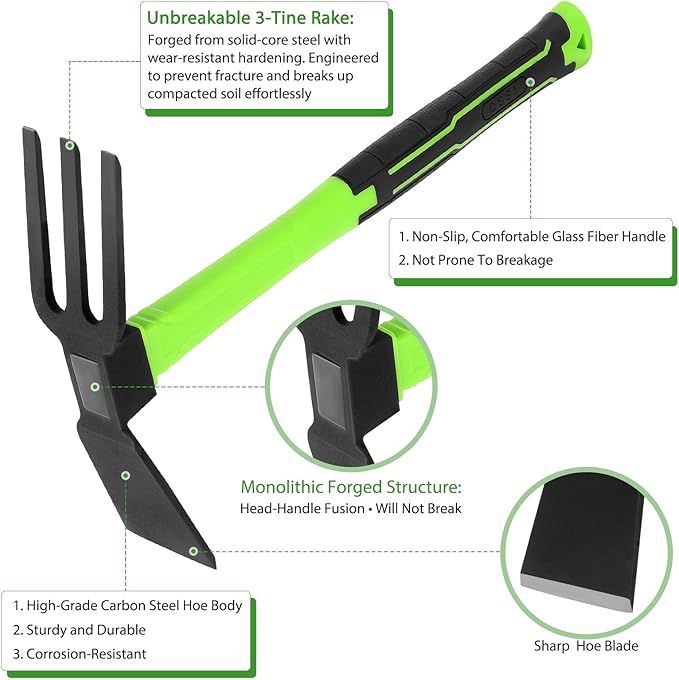 2pcs Pick Axes for Digging and No Installation Required Garden Hoe and Cultivator Hand Rake Garden Tool Durable and Comfortable Handle Mattock Weeding Hoe
