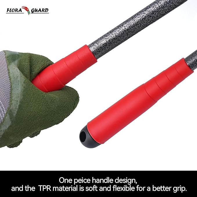 FLORA GUARD Garden Tool Set, 6-Piece Heavy Duty Gardening Hand Tools with Soft Rubber Handle, Includes Trowel, Rake, 2-in-1 Hoe & Crack Weeder, Durable Yard Tools, Christmas Garden Gift for Men Women